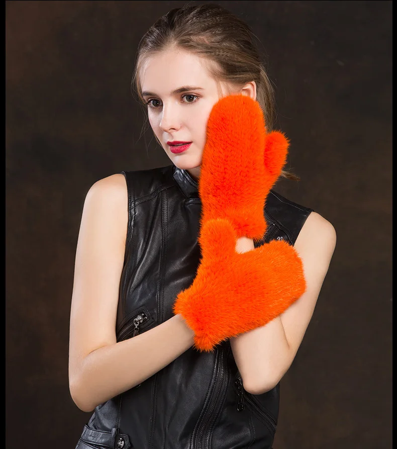 Winter Gloves Women Real Mink Fur Gloves With Rope Gloves Mittens Female Knitted Nutural Fur Gloves Warm New (11)
