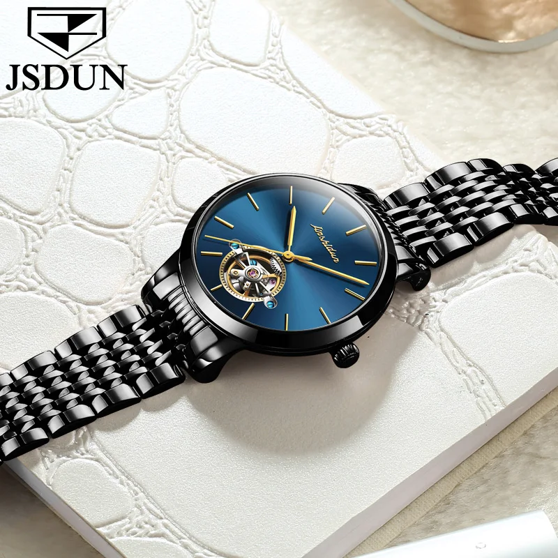 JSDUN Automatic Mechanical Watches Women Tourbillon Wrist Watch Fine