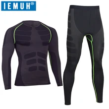 Бренд IEMUH, зимнее мужское уличное спортивное термобелье, фитнес, теплое, утолщенное, Warmthtm, Походное, лыжное термобелье, костюм