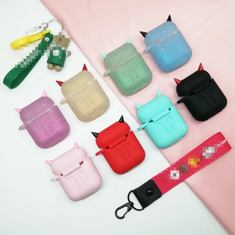 

1PC Soft Silicone devil Case Earphones For Airpods Bluetooth Wireless Earphone Protective Skin Cover Box For Ear Bag