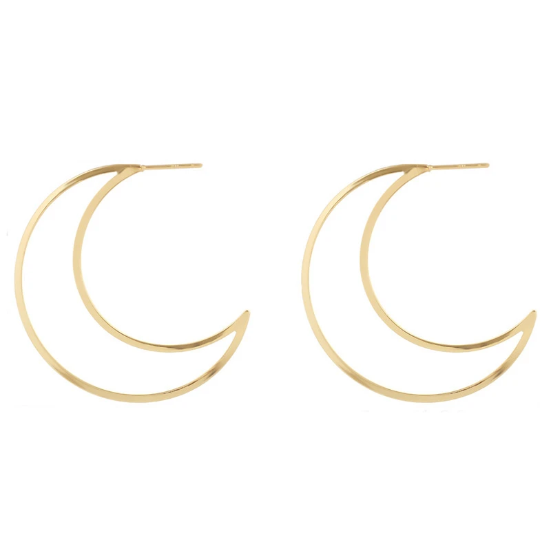 

SexeMara Trendy Gold Moon Shape Drop Earrings Women Silver Punk Dangle Earring Plain Color Girls Fashion Jewelry Accessories