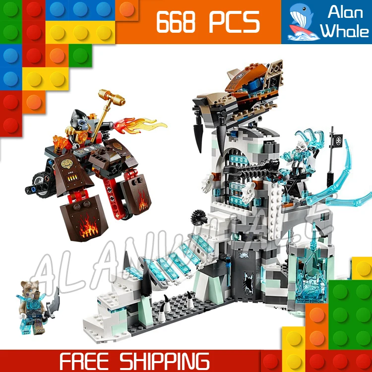 668pcs Sir Fangar's Ice Fortress Base Saber-tooth Flyer Gorzan Vehicle 10296 Figure Building Block Toy  Compatible with LegoING