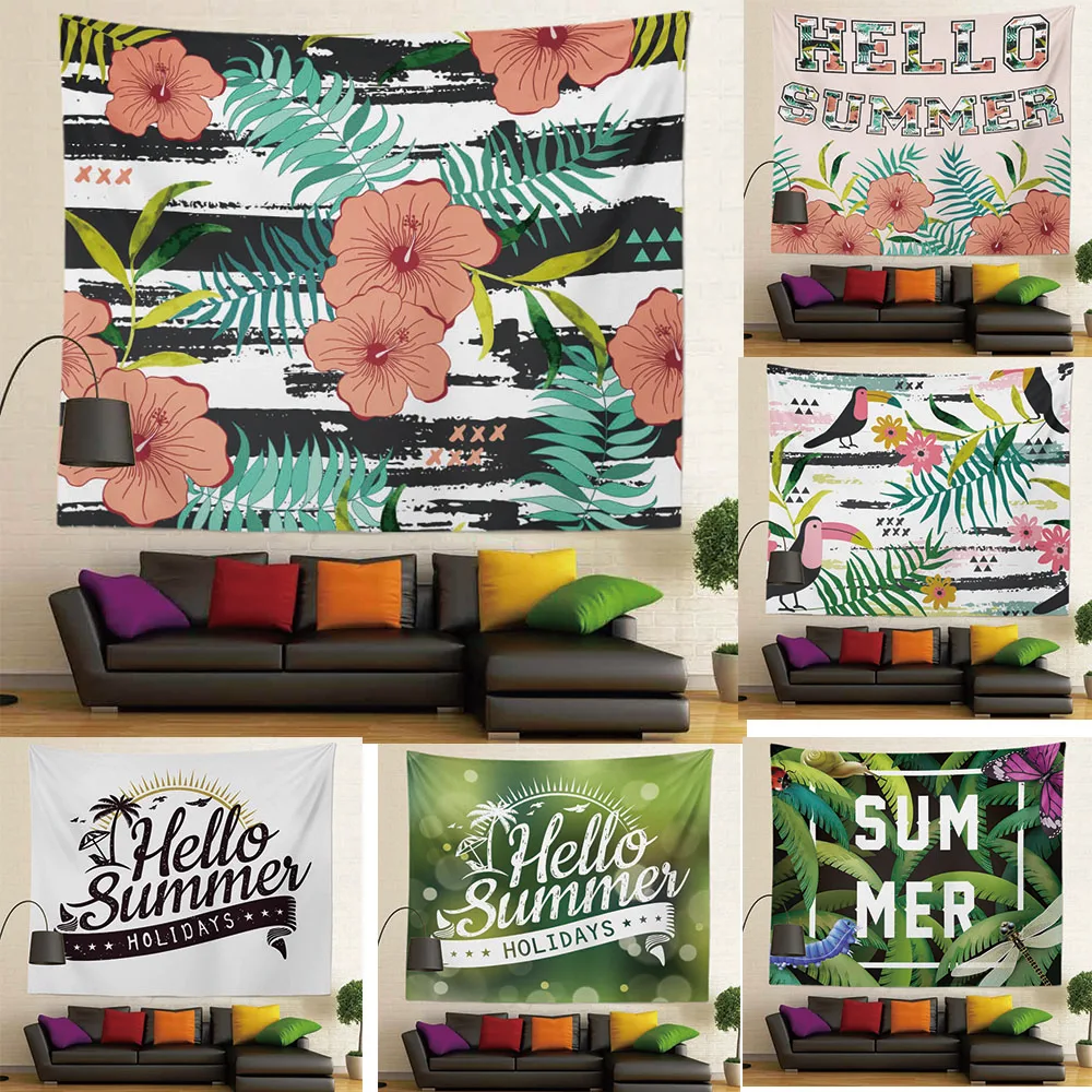 Домашний декор 130x150 см тропические растения цветы Hello Summer подвесные ткани коврик