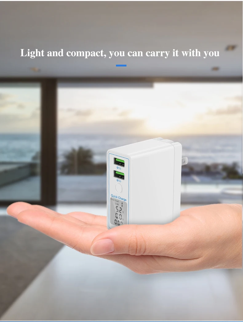 2 USB Quick Charge 3,0 Зарядное устройство адаптер Led Дисплей 36 W быстрая QC 3,0 Зарядное устройство для IPhone Xs Путешествия стены Зарядное устройство для Samusng S9 S10