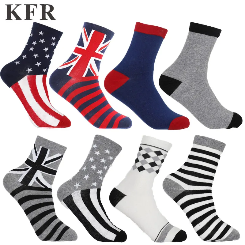 

Men Flag Pattern Cotton Crew Socks Brand Harajuku Designer happy funny art men fashions street style hip hop socks kanye west