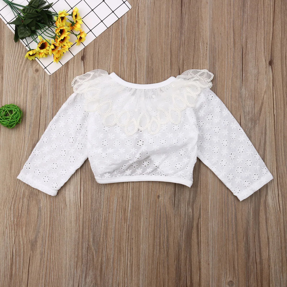 Brand Girls Long Sleeve Kids Lace Bolero Shrug Pearls Button Wedding Cardigan Princess Flower Lace Collar Party Coat 1-6 Y