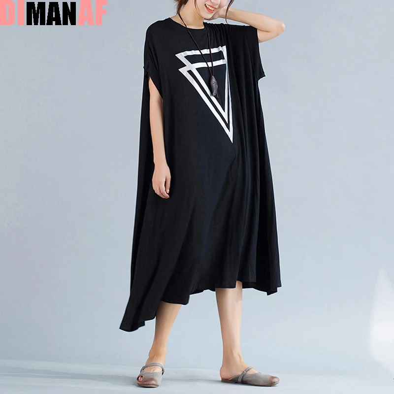 Wholesale Plus Size Women Dress Summer Solid Print Female Big Size Loose Cotton Fashion Vest Large Size Elegant O-Neck Black New Dresses Buy Cheap Plus Size Women Dress Summer Solid Print Female Big Size Loose Cotton Fashion Vest Large Size Elegant O-Neck Black New Dresses