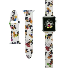 SANYU мягкий силиконовый ремешок для наручных часов Apple Watch 1/2/3/4 серии ремешок 38 мм 42 мм 40 мм 44 наручных часов iwatch, мультфильм браслет Микки ремень