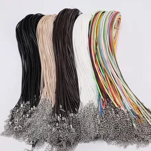 10 pçs/lote dia 1.5/2mm colar de cabo de couro real, colar com fecho ajustável, corda trançada para fabricação de jóias diy colar pulseira,