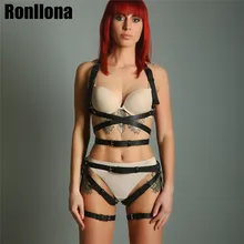 Кожаный комплект нижнего белья из 2 предметов, сексуальное нижнее белье для тела, подвязки, ремни, сексуальный женский пояс, бандаж для ног, бюстгальтер, клетка, ремни, бюстгальтер, ремни