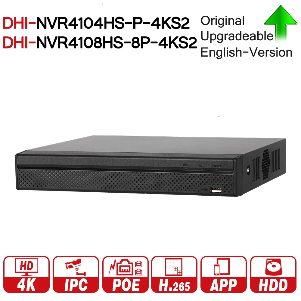 DH NVR NVR4104HS-P-4KS2 NVR4108HS-8P-4KS2 With 4/8ch PoE Port H.265 Video Recorder Support ONVIF CGI Metal POE NVR DH NVR NVR4104HS-P-4KS2 NVR4108HS-8P-4KS2 With 4/8ch PoE Port H.265 Video Recorder Support ONVIF CGI Metal POE NVR