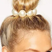 Женские эластичные большие накладные жемчужные волосы, конский хвост, кольца, повязка на голову