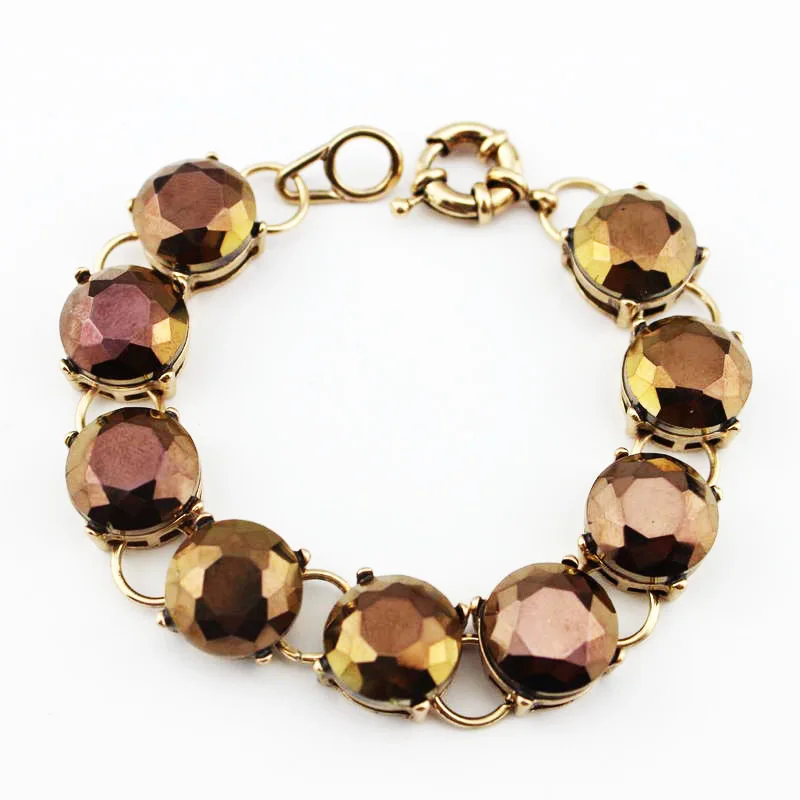 Модные красочные ювелирные изделия для костюма 15 мм стеклянные каменные точечные браслеты для женщин красивые красочные каменные браслеты - Окраска металла: Gold