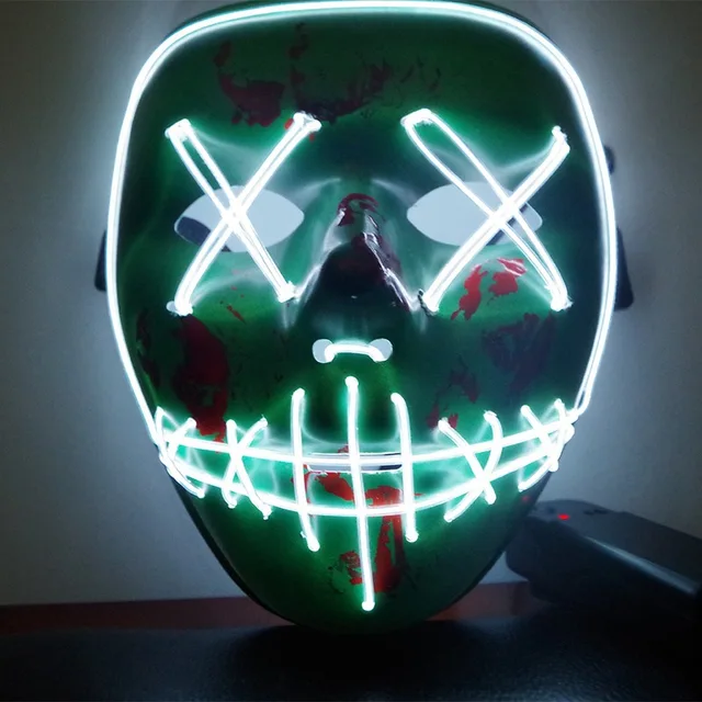 EL Neon Mask Glowing Halloween Skull Scary Mask Party Festival Brithday