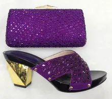 2017 Latest Italian Shoes With Matching Bags Women Purple Color Nigeria Wedding Shoes And Bag To Match With Stones TT28