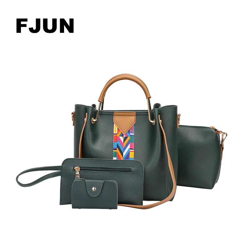 

FJUN 2018 4pcs/Set Panelled Pattern Big Capacity Female Wallet Handbag Fashion Shoulder Messenger Bags Set Women Crossbody Bags