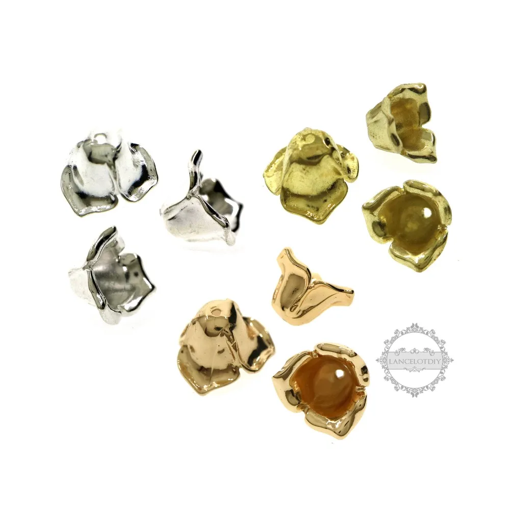 

8x10MM Silver Rose Gold Raw Brass Tone Flower Bud Bead Cap DIY Supplies Findings 1800356