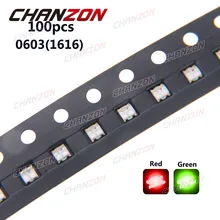 100 шт. 0603(1616) зеленый и красный поверхностный монтаж чип 2 в SMT двухцветный SMD светодиодный светильник с бусинами излучающие диодные лампы электронные компоненты