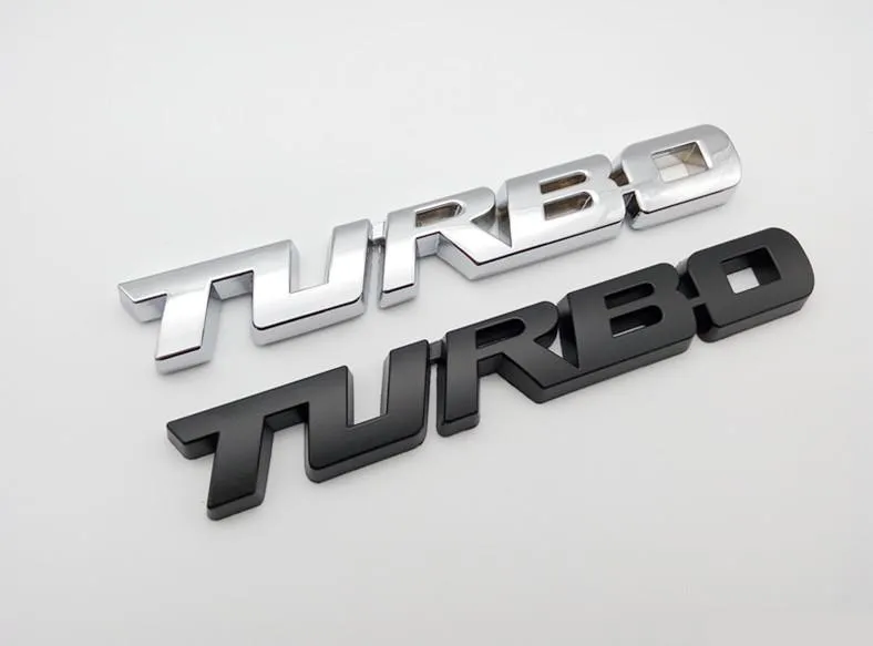 5 Pieces Chrome Metal Turbocharged Car Tail Emblem Badge Universal Black TURBO Turbo Boost