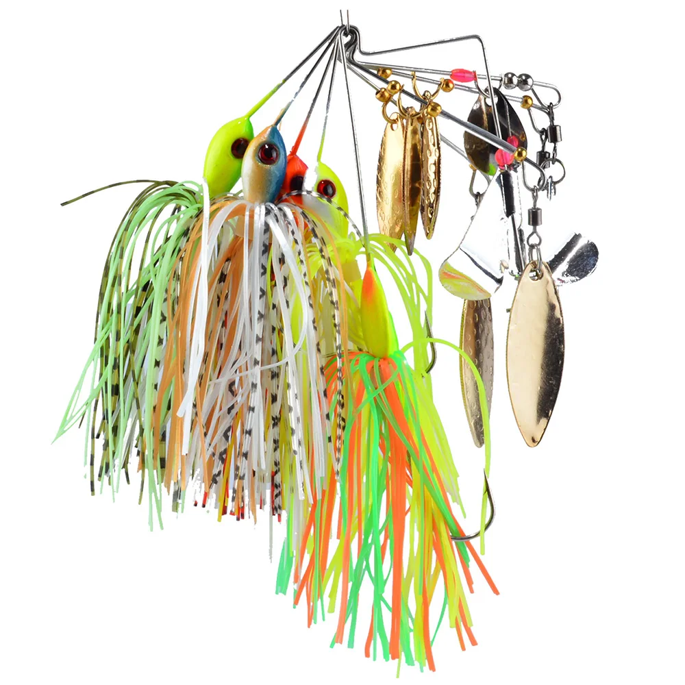 5pcs/lot Spinnerbait Bass Fishing Lure Blade Skirt Spinner Bait Rig