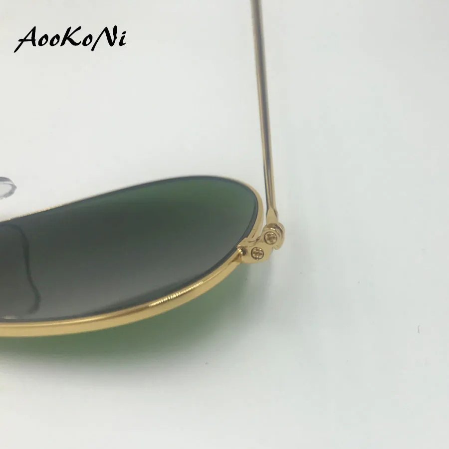 Ceny Nowy Pilot ochrona UV400 klasyczne okulary przeciwsłoneczne damskie męskie złote oprawki szklane okulary G15 okulary odporne na zarysowania aooka okulary 58mm 62mm