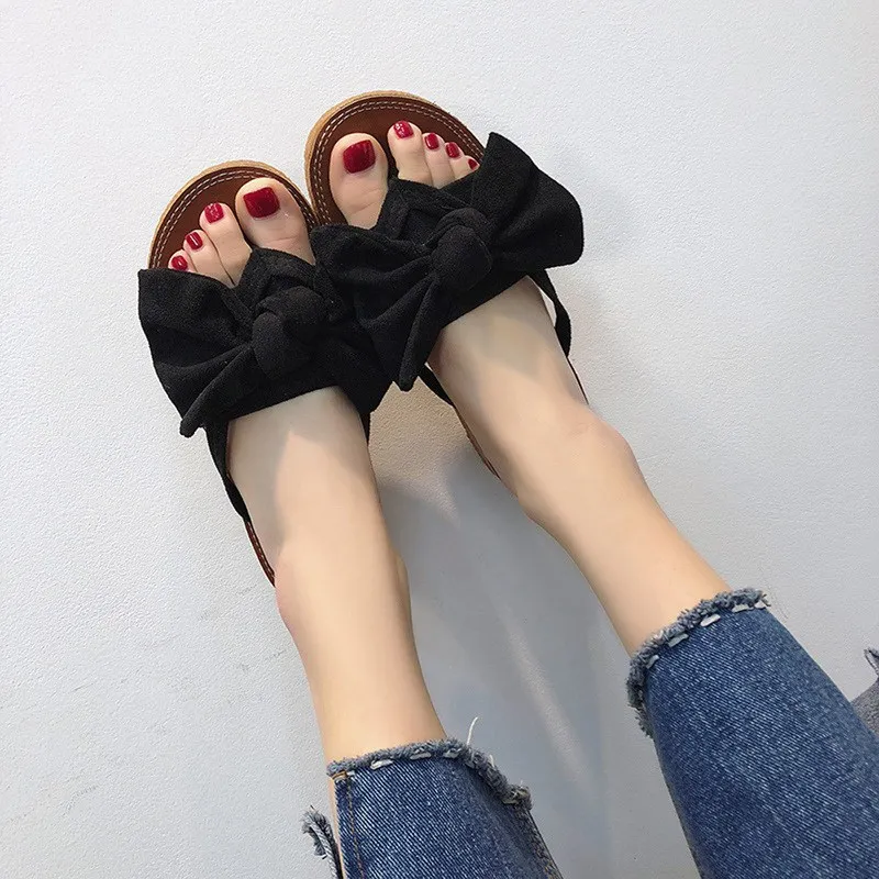 

LITTHING 2019 Women Bow Torridity Sandals Slipper Indoor Outdoor -flops Beach Shoes New Fashion Female Casual Chanclas Mujer