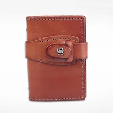 Neue 2016 mode Vintage kaffee/braun pflanzlich gegerbtem leder Kreditkarte ID Halter brieftasche Rindsleder männer Frauen 12 Kartensteckplätze