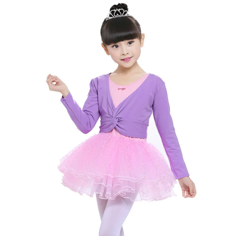 Гимнастический купальник с длинными рукавами для девочек, хлопковая детская балетная куртка, свитер для танцев, верхняя одежда, куртка для детей
