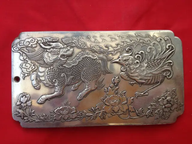 old tibetan tibet silver fish Amulet plate
