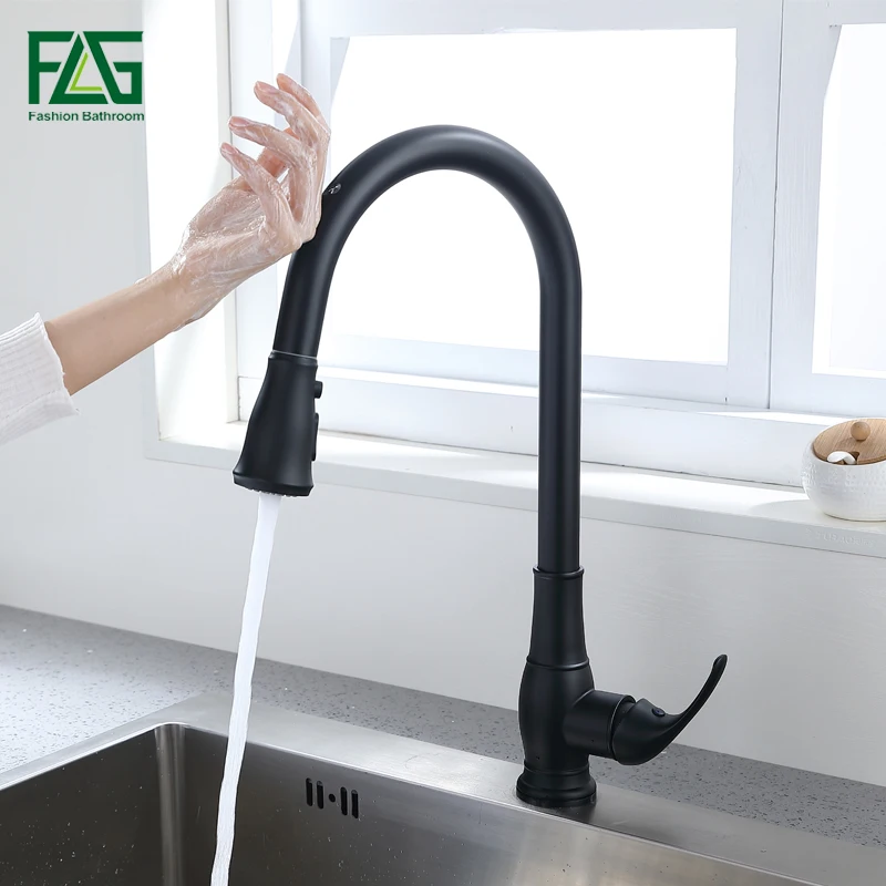 

FLG Sensor Kitchen Faucets Black Touch Inductive Sensitive Faucets Mixer Water Tap Single Handle Thtree Outlet Water Modes