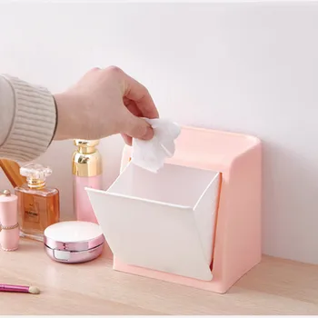 

Creative Girl Cosmetic Table Trash Cans Wall-Mounted Bathroom Makeup Rubbish Storage Box Door-Mounted Glass Stickers Trash Can