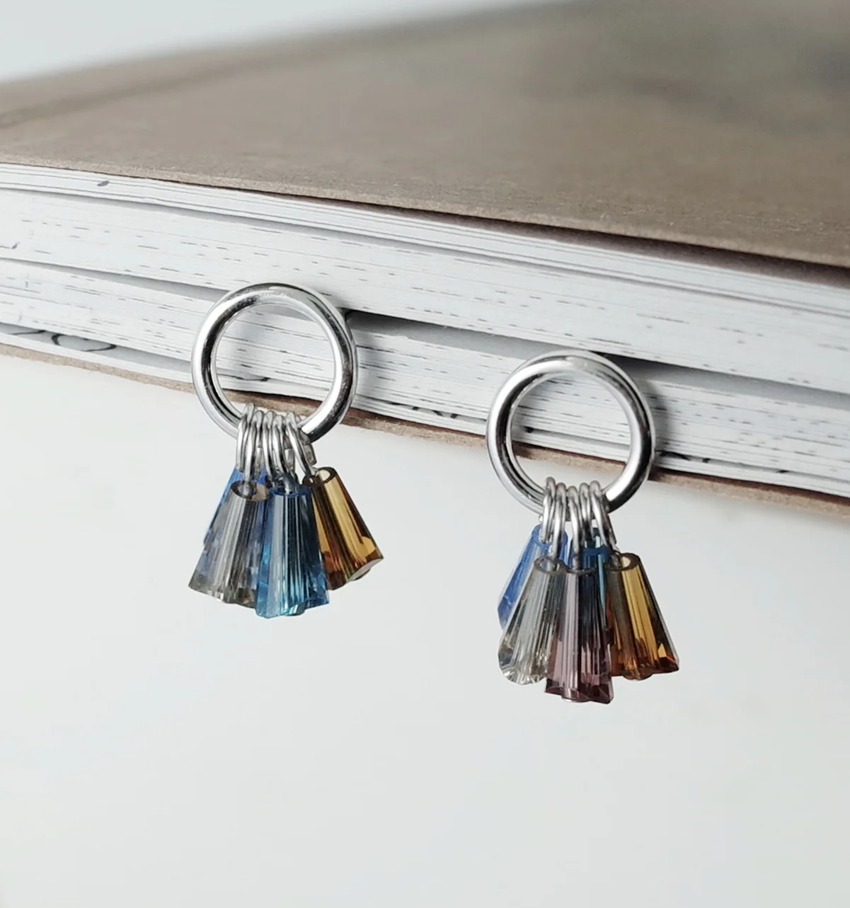 colorful crystal tassel earring 100% 925 Sterling silver Jewelry fashion Hypoallergenic Stud earrings for women girl gift