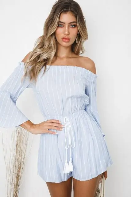 

New Sexy Women's One Shoulder Striped Jumpsuit&Romper 2019 Sexy Casual Club Office OL Work Jumpsuit Rompers Womens Jumpsuit