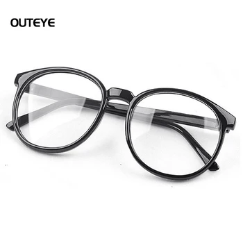 OUTEYE Women Vintage Glasses Frame Plain Mirror Harajuku Round Optical Frame Girl Eyeglass Clear Lens oculos feminino de grau W0