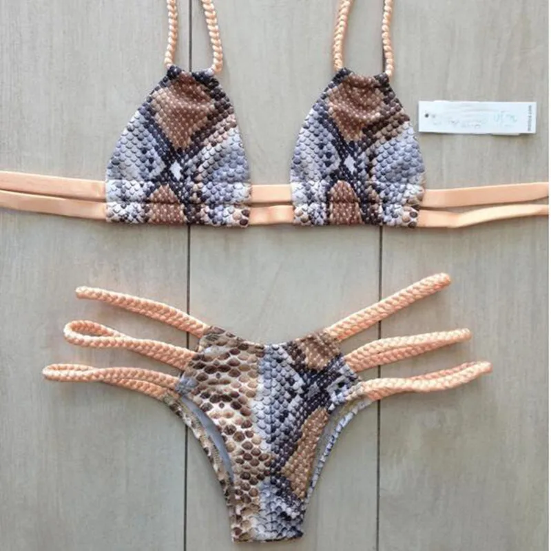 snake print bikini set