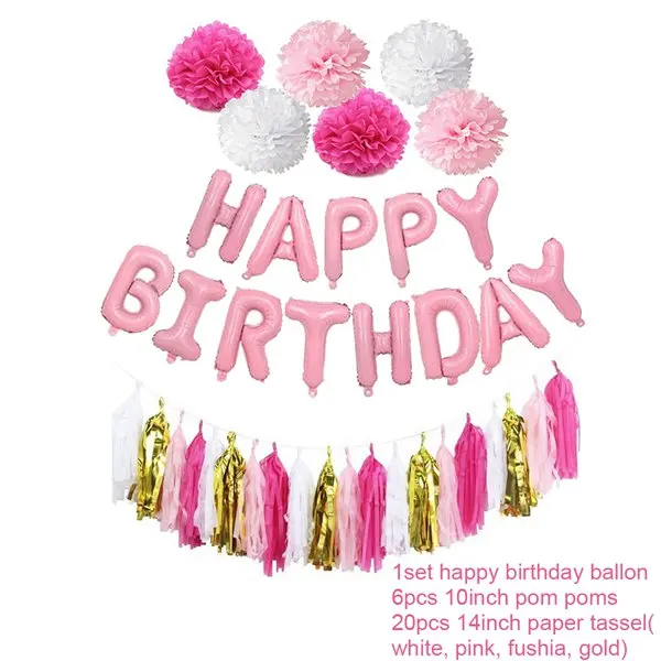 LAPHIL синий с днем рождения баннер набор розовый папиросная бумага кисточка гирлянда мальчик девочка день рождения украшения для взрослых вечерние принадлежности - Цвет: Style 3