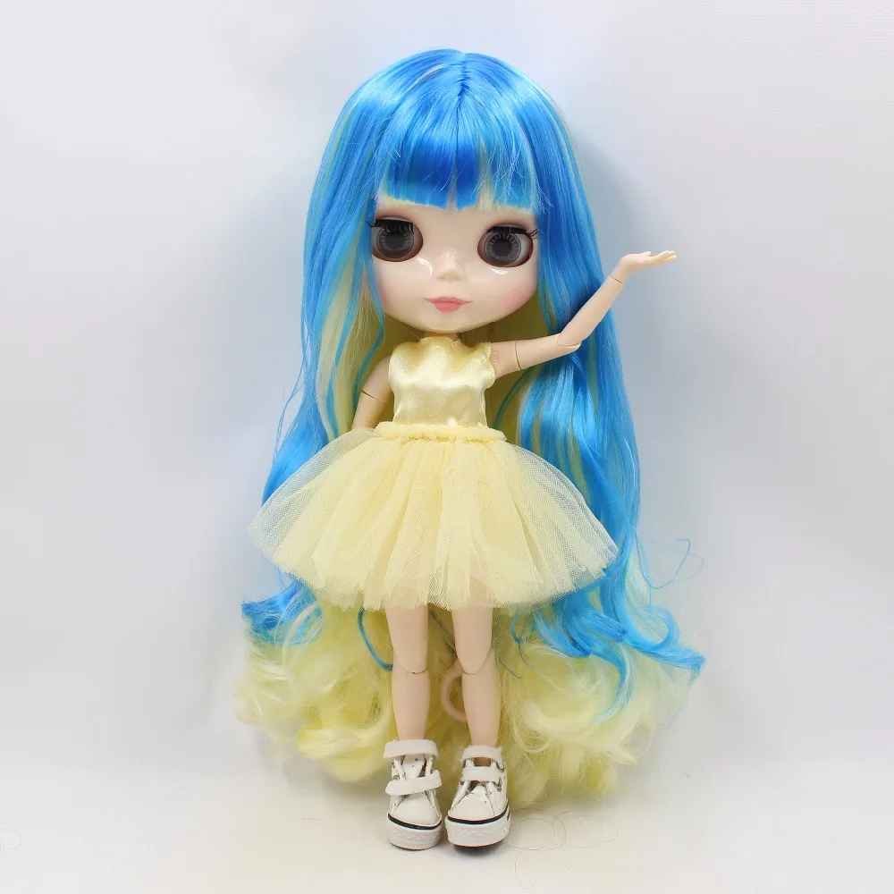 Кукла ICY DBS Blyth шарнирная кукла синий микс желтые волосы белая кожа совместное