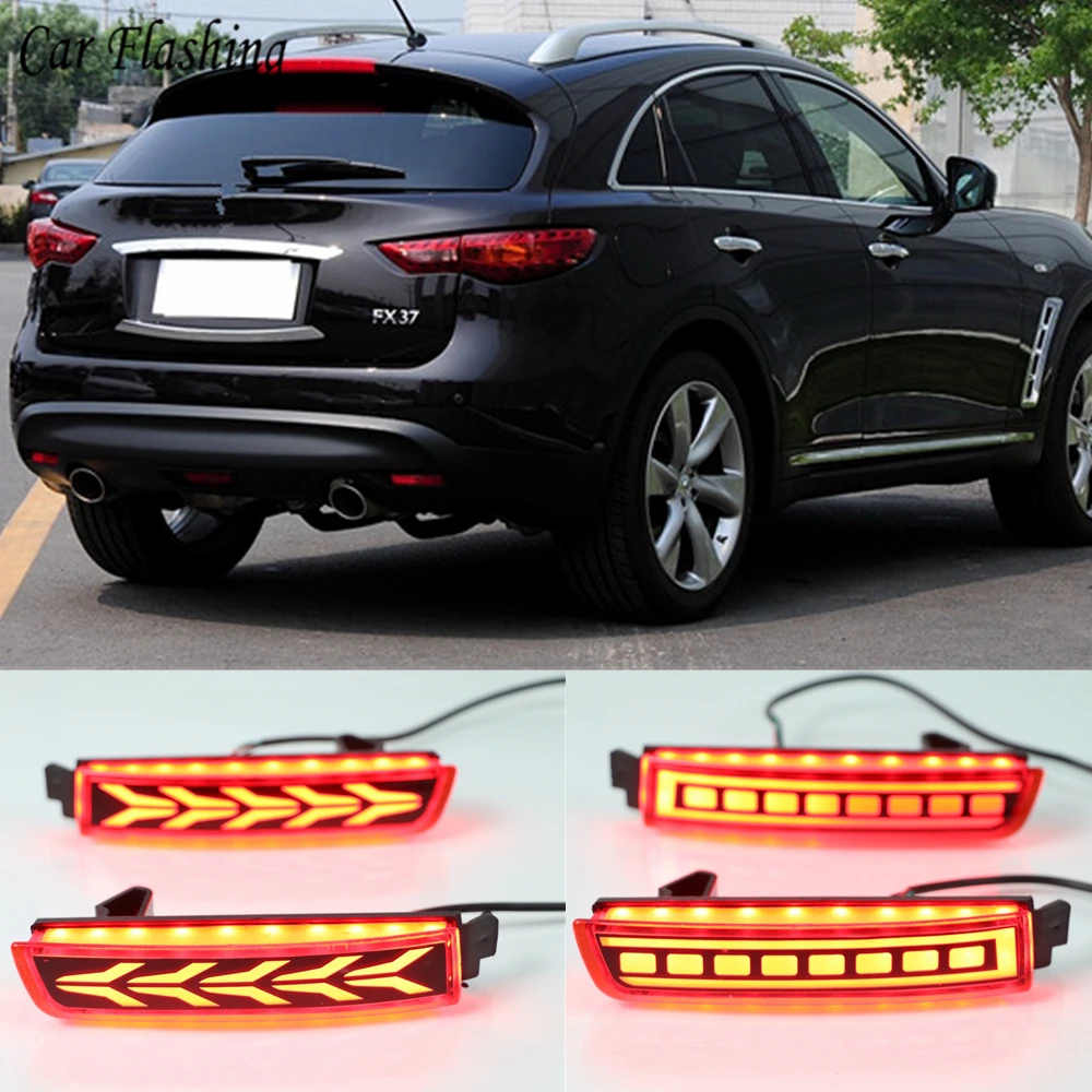 

Car flashing 2PCS LED For Infiniti FX35 FX37 FX50 2009 2010 2011 2012 2013 Reflector Lamp Rear Fog Lamp Bumper Light Brake Light