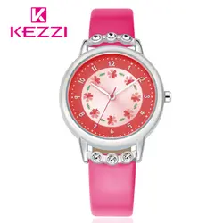 Бренд KEZZI для детей часы повседневное модные милые цветы студенты часы из искусственной кожи ремешок кварцевые наручные часы для подарок