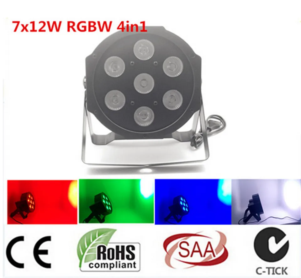 

2017 7x 12W RGBW DMX Stage Lights Business Lights Led Flat Par High Power Light with Professional for Party KTV Disco DJ