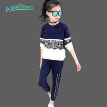Aixinghao Enfants Vêtements Ensembles Pour Filles Sport Vêtements Marine Style Filles Tenues de Sport Adolescente Enfants Survêtements de Sport