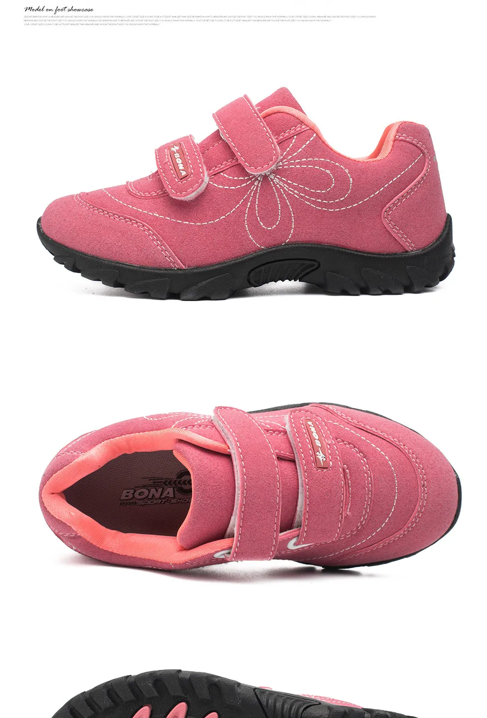 Bona New Arrival Hot Estilo Casual Meninas Calçados Hook & Loop Calçados Infantis Confortáveis Tênis Meninas Luz Suave Frete Grátis 26 children shoes
