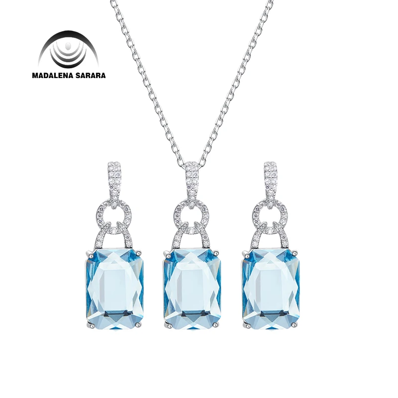 

MADALENA SARARA AAAA Austria Synethic Quartz Inlaid Fashion Women Jewelry Set Necklace And Earrings Set elegance