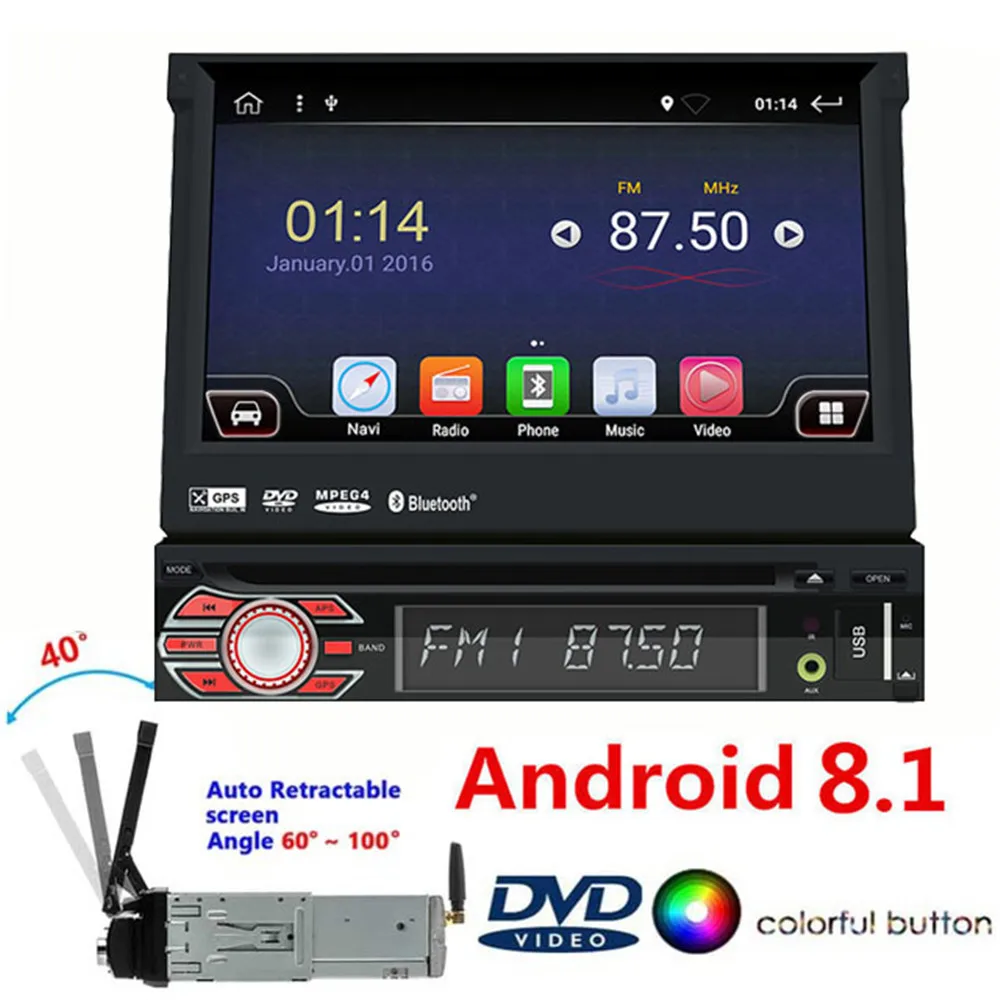 1din Android 9 1 Универсальный Автомобильный dvd-плеер 4G wifi gps навигация Стерео Радио