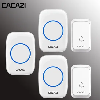 

CACAZI Waterproof Wireless Doorbell 300M Remote Control LED Light Battery Button Home Cordless Calling Bell EU Plug 58 Chime