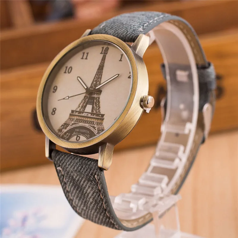 Fashion Women Watches Retro Iron Tower Cowboy Leather Band Analog Quartz Watch Wrist Watch Relogio Feminino #AP28 (5)