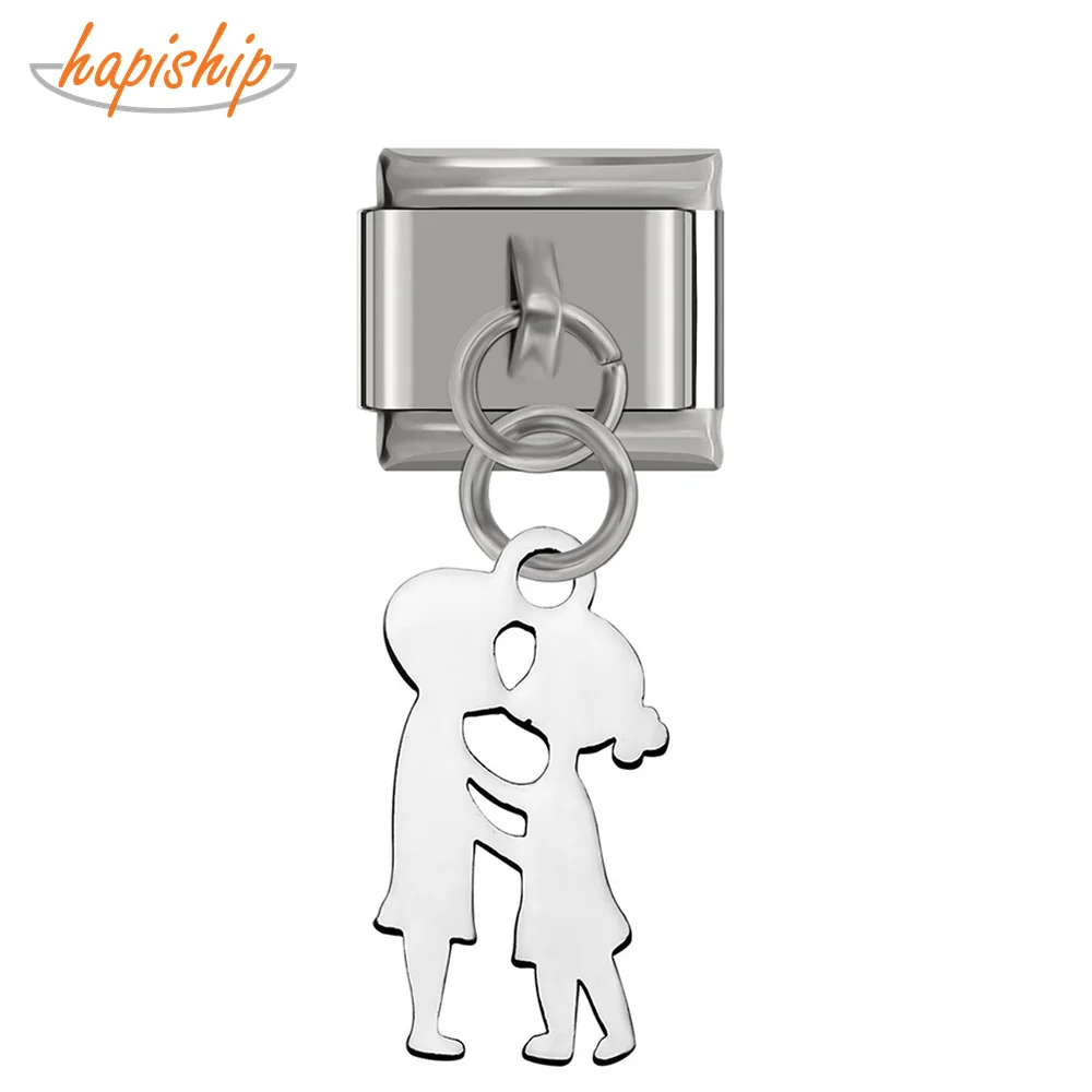 

Hapiship 2019 Original Daisy Cutting Polishing Lovers Kiss Italian Charm Fit 9mm Bracelet Stainless Steel Jewelry Making DJ150
