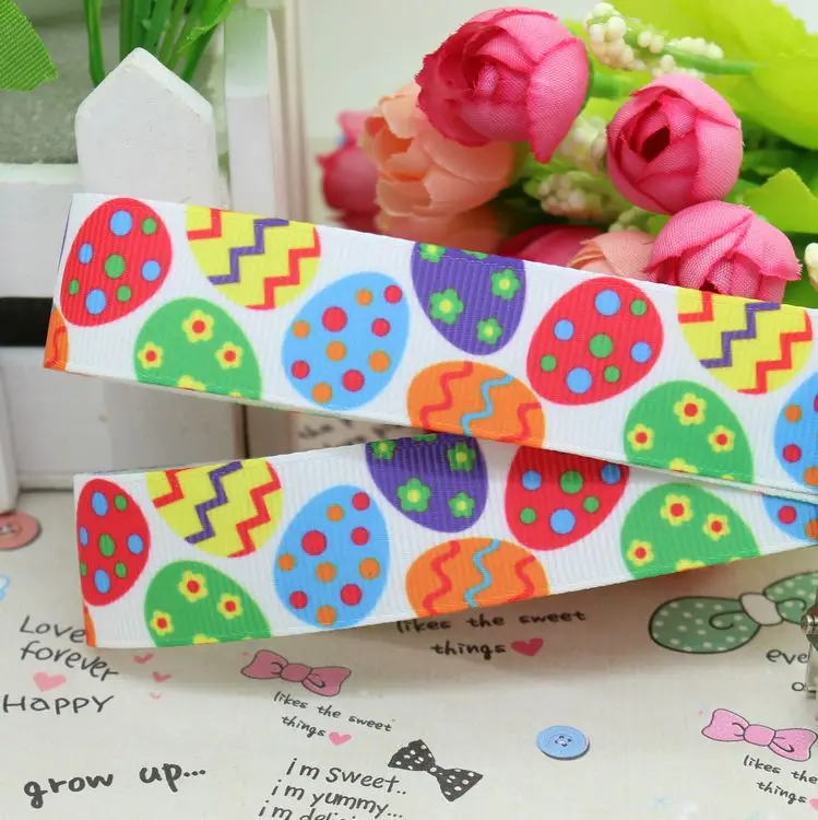 7/8'' Free shipping Easter egg printed grosgrain ribbon hairbow diy
