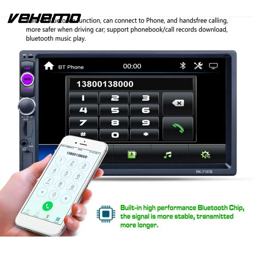 

Vehemo TFT Display 7 Inches Car MP5 MP5 Player 2 Din Premium Automobile USB