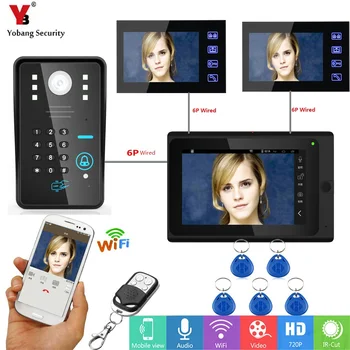 

YobangSecurity Video Intercom 3x 7 Inch Monitor Wifi Wireless Video Door Phone Doorbell Camera Intercom System Android IOS APP